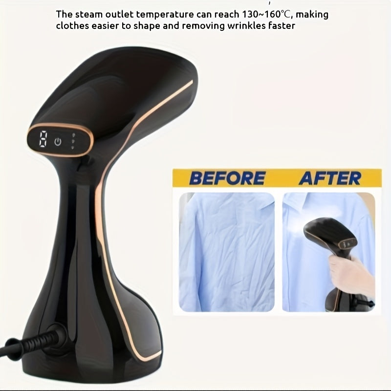 2025 New Model - Handheld Garment Steamer with LED Display, 9-Second Fast Heating, Touch Control, 3 Adjustable Steam Levels, Ideal for Wrinkle Removal at Home and Travel (EU Plug