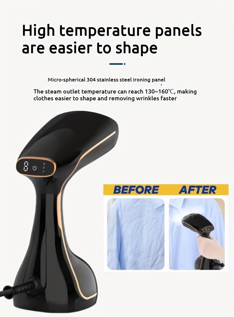 2025 New Model - Handheld Garment Steamer with LED Display, 9-Second Fast Heating, Touch Control, 3 Adjustable Steam Levels, Ideal for Wrinkle Removal at Home and Travel