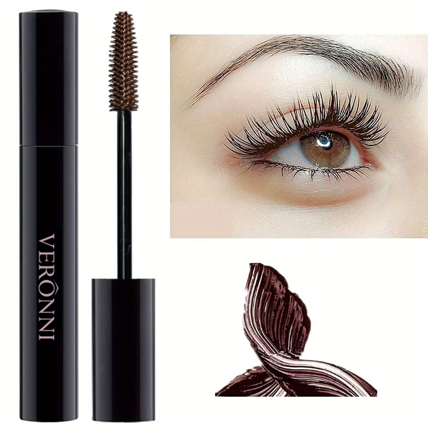 VERONNI 5-Color Waterproof Mascara - Long-Lasting, Smudge-Proof, Curling Formula for All Skin Types