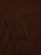 Men's Solid Color Crew Neck Twist Knit Sweater, Autumn/Winter Casual Pullover