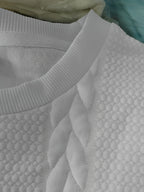 Men's Solid Color Crew Neck Twist Knit Sweater, Autumn/Winter Casual Pullover