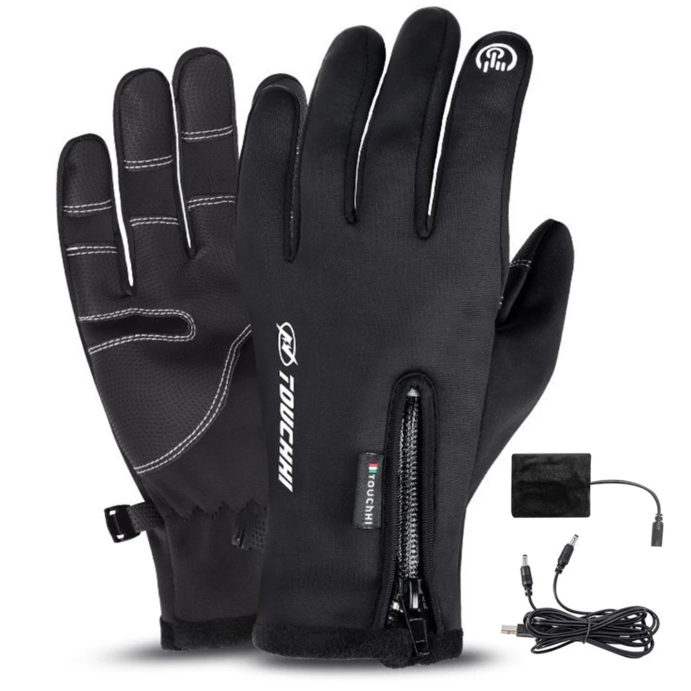 USB Rechargeable Heated Gloves Electric Warming Winter Gloves, 3 Heat Settings, Touchscreen Compatible