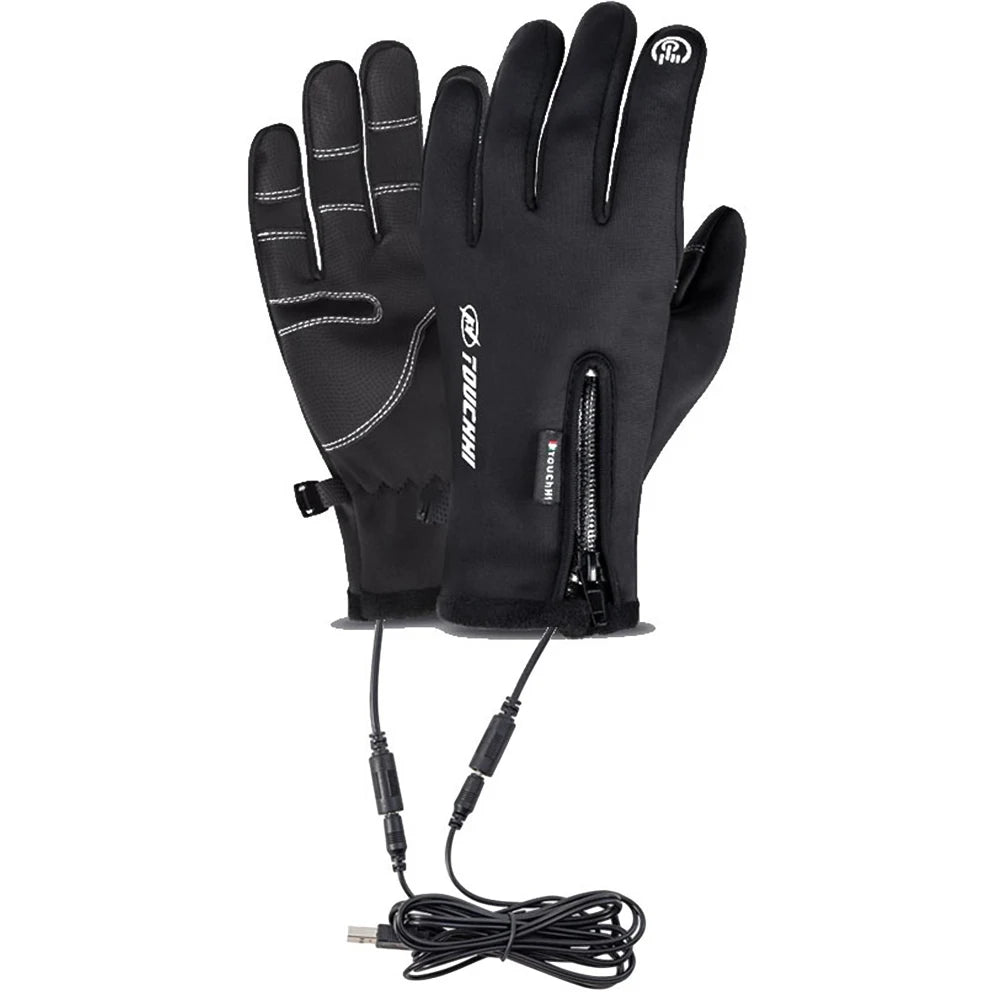 USB Rechargeable Heated Gloves Electric Warming Winter Gloves, 3 Heat Settings, Touchscreen Compatible
