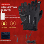 USB Rechargeable Heated Gloves Electric Warming Winter Gloves, 3 Heat Settings, Touchscreen Compatible
