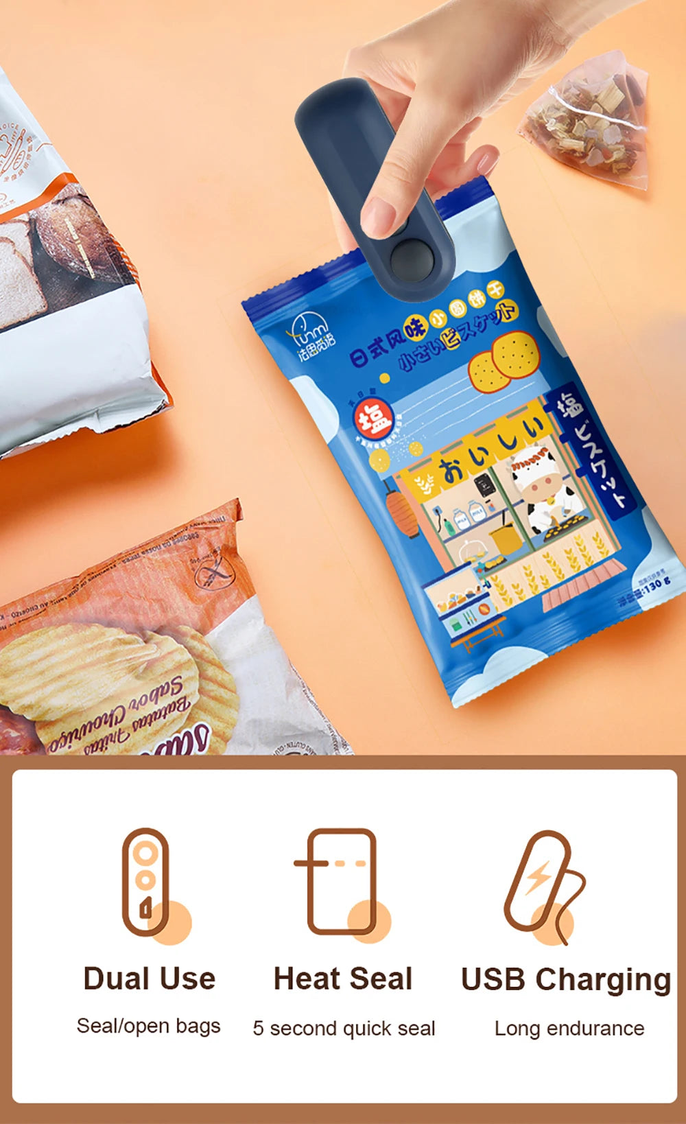 Mini Heat Bag Sealing Machine Plastic Bag Sealer Portable Thermal Plastic