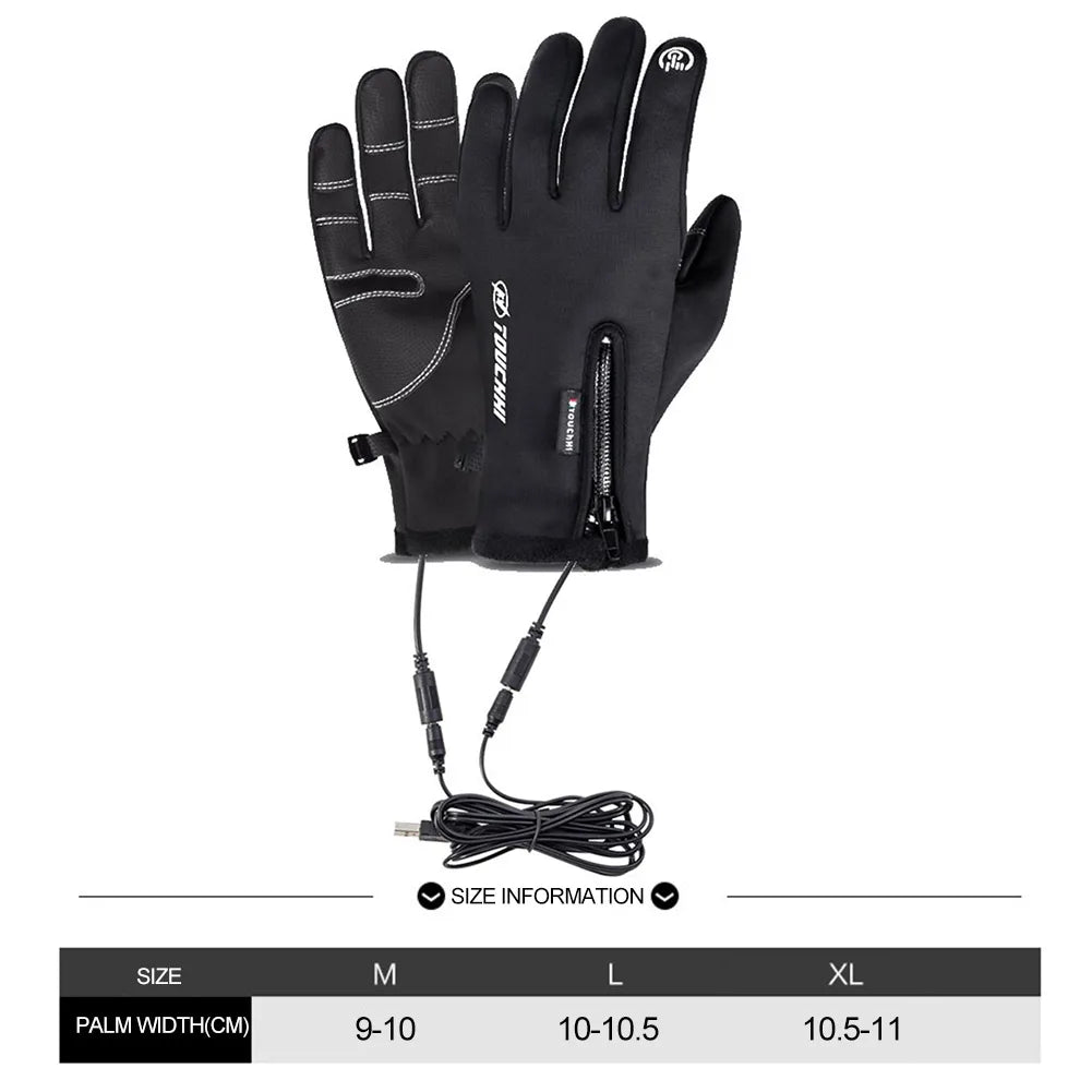 USB Rechargeable Heated Gloves Electric Warming Winter Gloves, 3 Heat Settings, Touchscreen Compatible