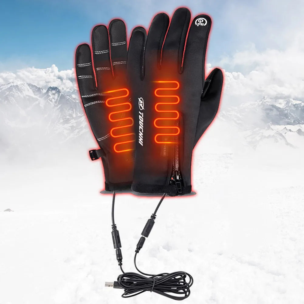 USB Rechargeable Heated Gloves Electric Warming Winter Gloves, 3 Heat Settings, Touchscreen Compatible