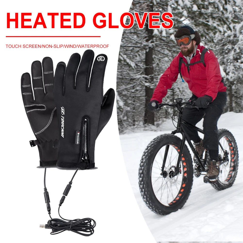 USB Rechargeable Heated Gloves Electric Warming Winter Gloves, 3 Heat Settings, Touchscreen Compatible